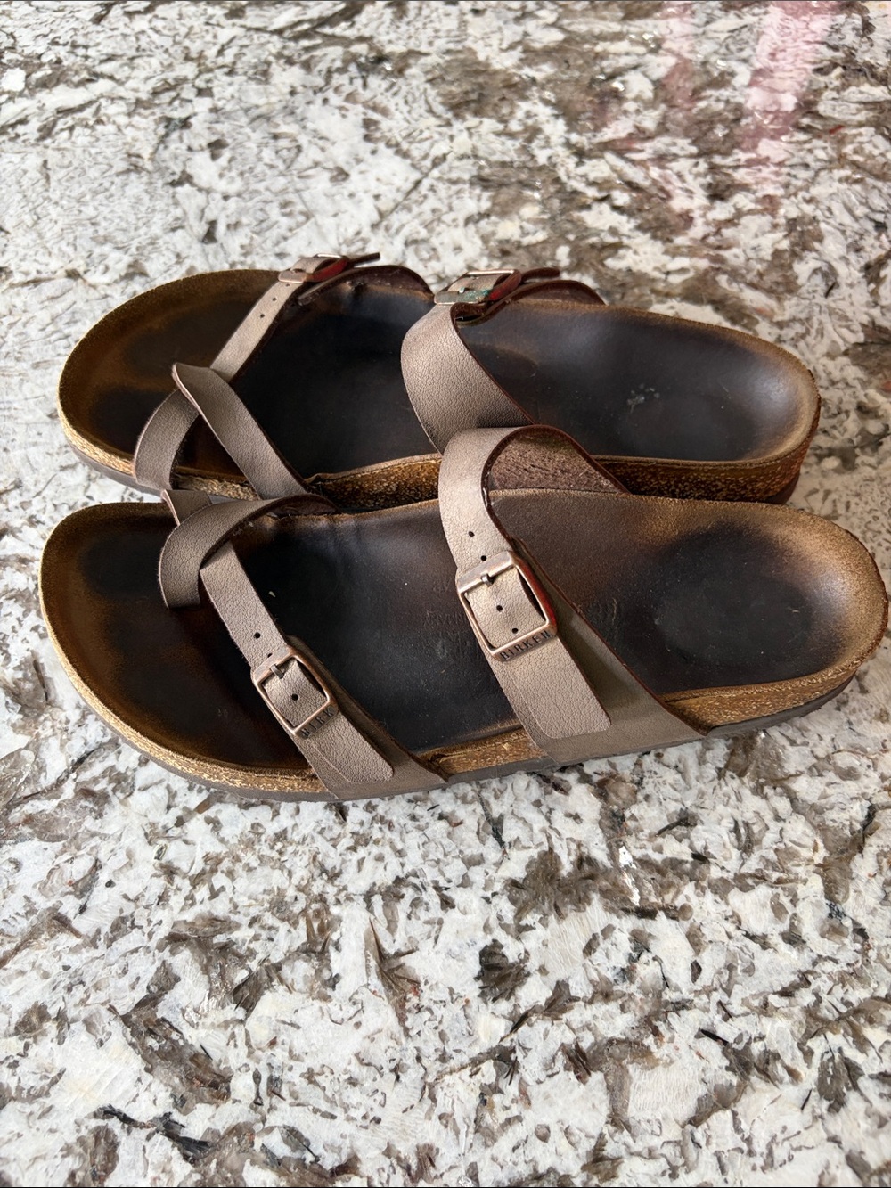 Birkenstock Brown Double Buckle Slide Sandals size 42 / US 11-11.5